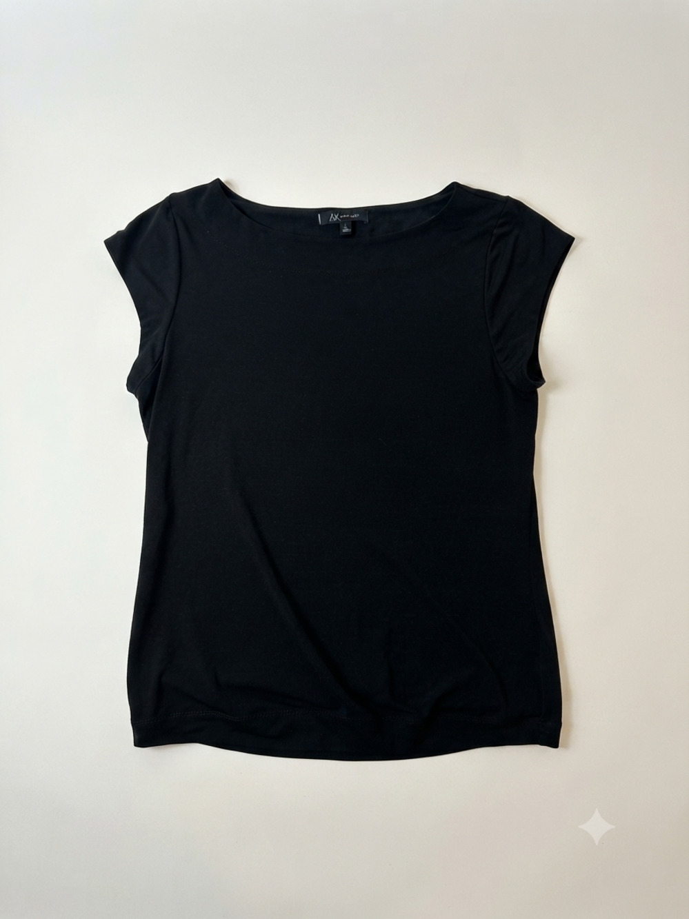Anne Klein black cap sleeve scoop neck top